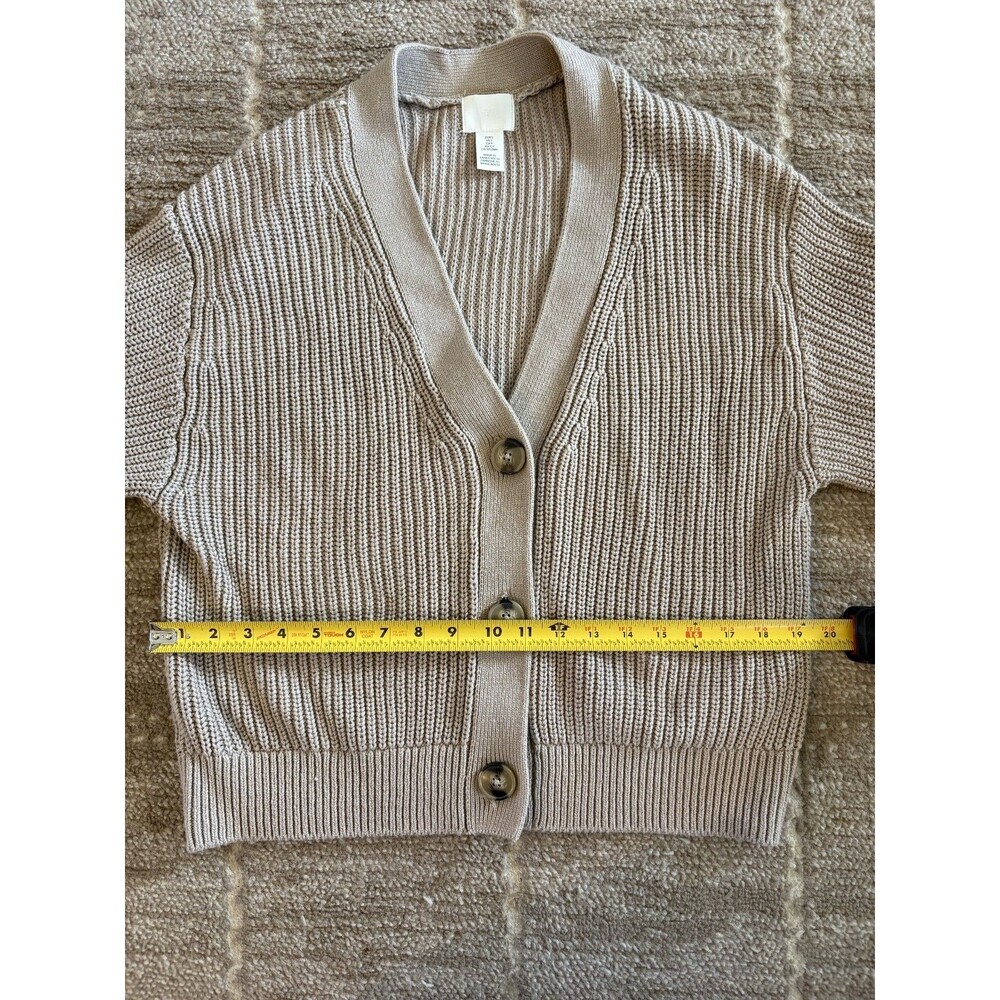 H&M Beige Ribbed V-Neck Button Cardigan - Picture 6 of 7